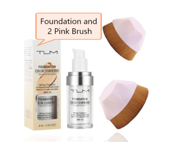 Temperature Liquid Foundation Concealer Portable Natural Color  Makeup Foundation BB Concealer (Option: 2 Pink Brush Set)